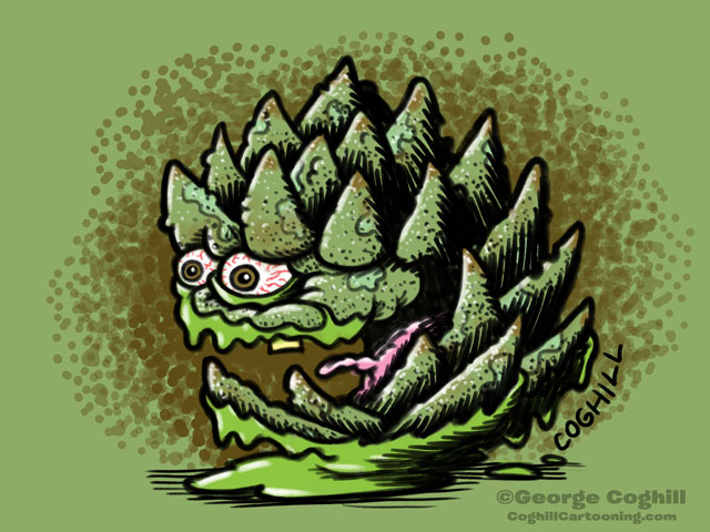 Appalling Artichoke Food Vegetable Lowbrow Cartoon Character Sketch