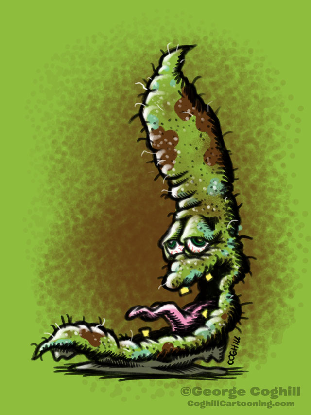 Gruesome Green Beans Food Vegetable Lowbrow Cartoon Character Sketch