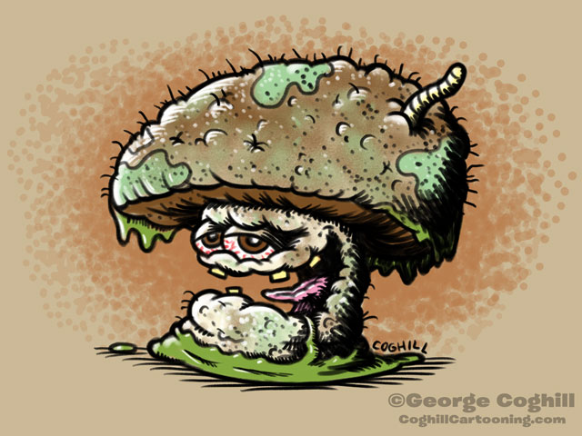 Mangled Mushroom Food Vegetable Lowbrow Cartoon Character Sketch