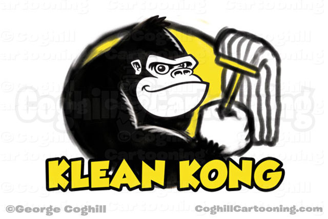 Gorilla Cartoon Logo Sketch Mop Klean Kong Coghill