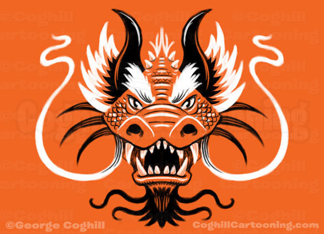 Dragon Head Limited Palette Drawing Coghill
