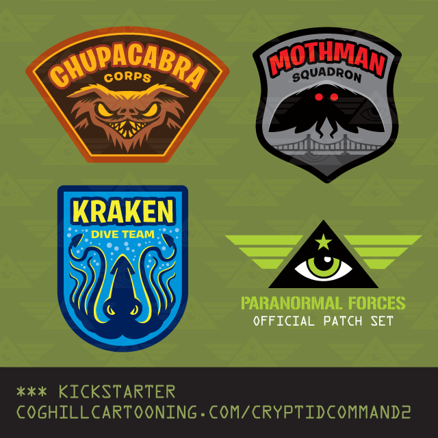 Cryptid Command 2 patches Mothman, Chupacabra & Kraken