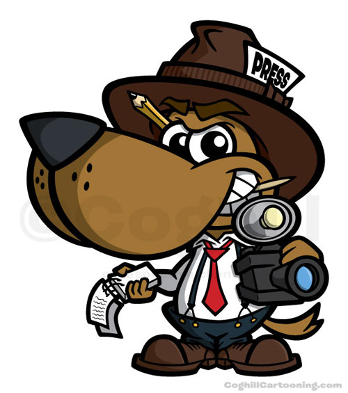 Cartoon dog news reporter - "news hound"