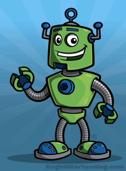 Robot cartoon character mascot illustration