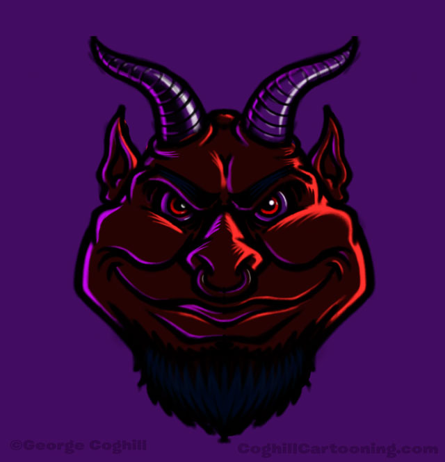 Devil head color sketch drawing