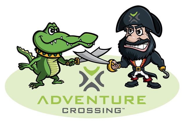 Cartoon alligator pirate character logo - Adventure Crossing