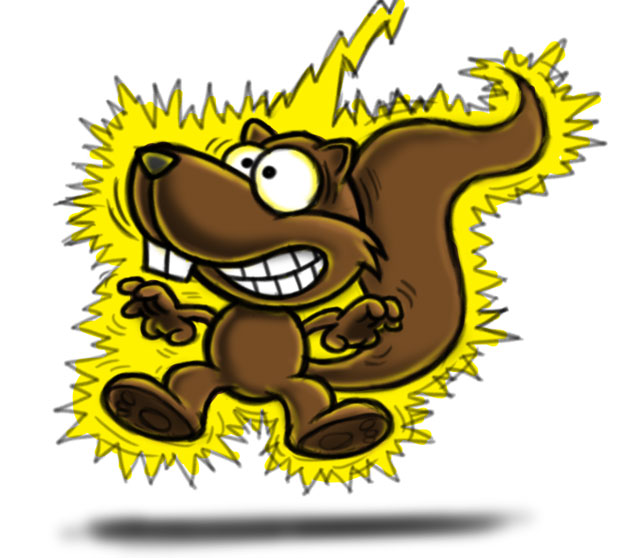Electrocuted squirrel cartoon character color sketch