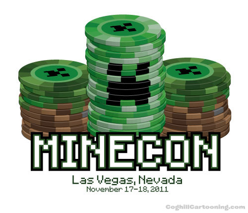 Minecraft Creeper poker chip stack illustration