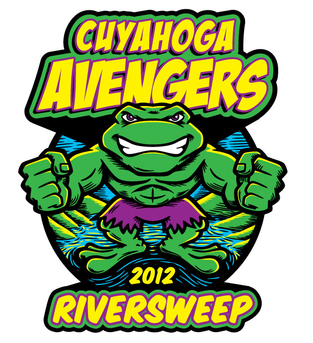 Cartoon frog as The Hulk for River Sweep 2012