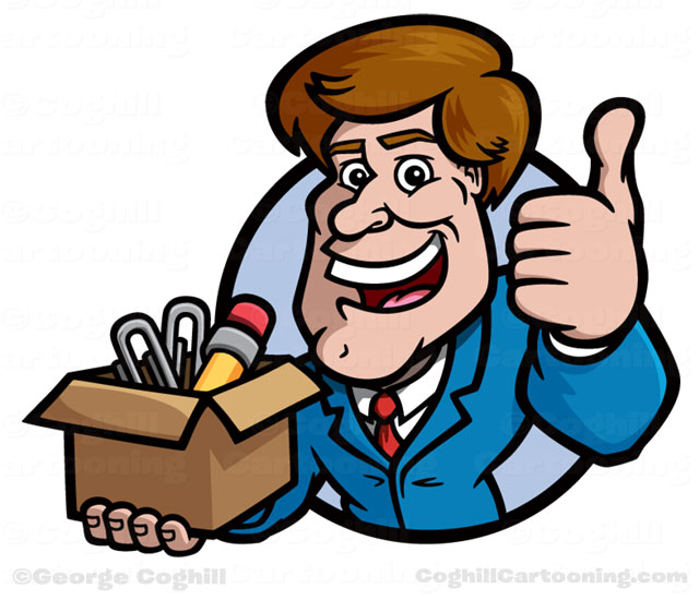 Salesman Cartoon Character Super Warehouse by George Coghill