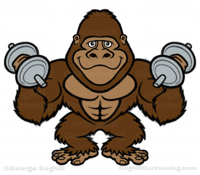 Bodybuilder Gorilla Cartoon Character sketch
