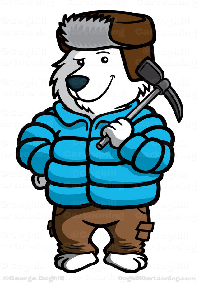 Polar bear mountain climber cartoon character for Polarthemes