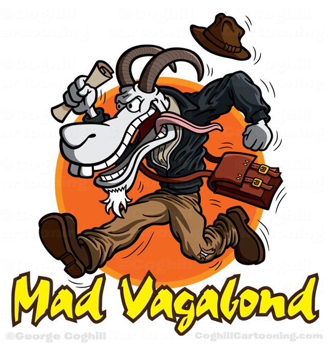 Adventurer goat cartoon logo for Mad Vagabond
