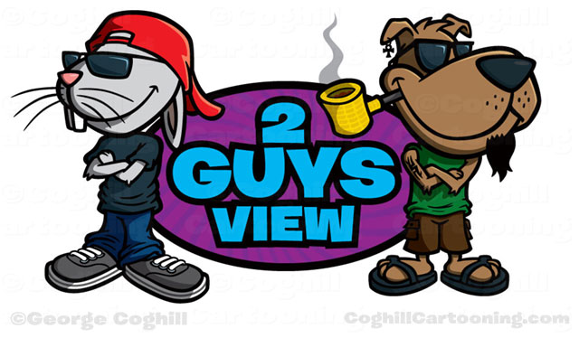Rabbit & dog cartoon logo for 2 Guys View