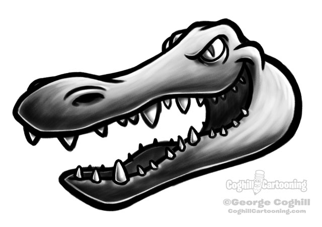 Alligator head cartoon character sketch