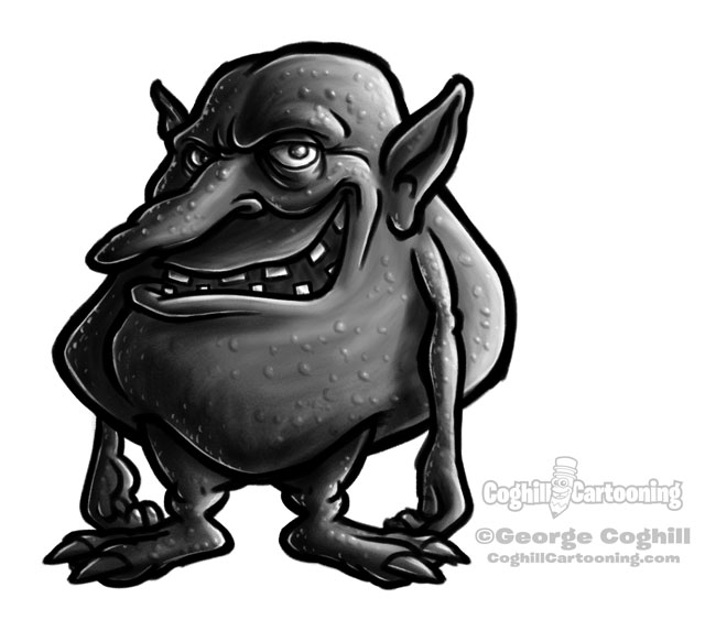 Goblin monster creature cartoon character sketch by George Coghill.