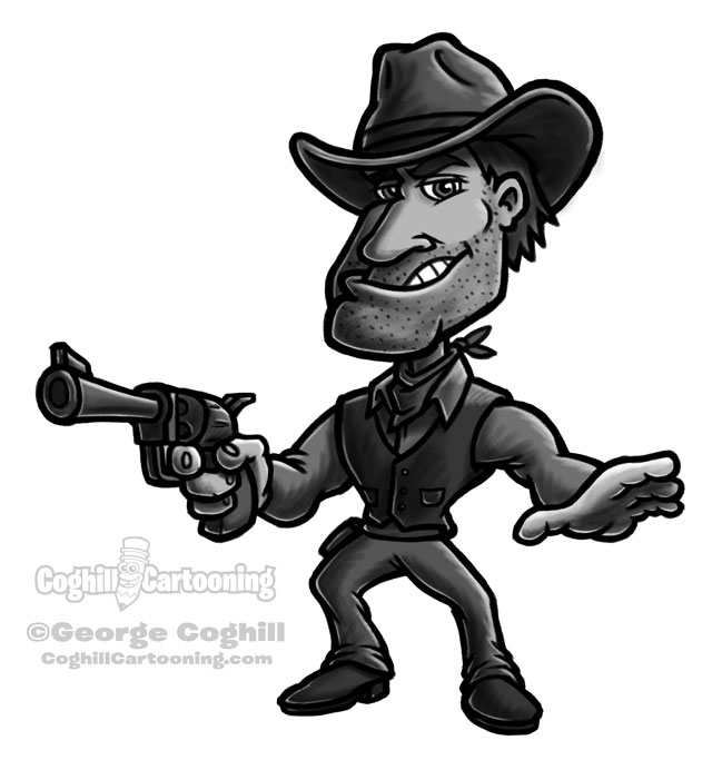 Gunslinger Cowboy cartoon character sketch