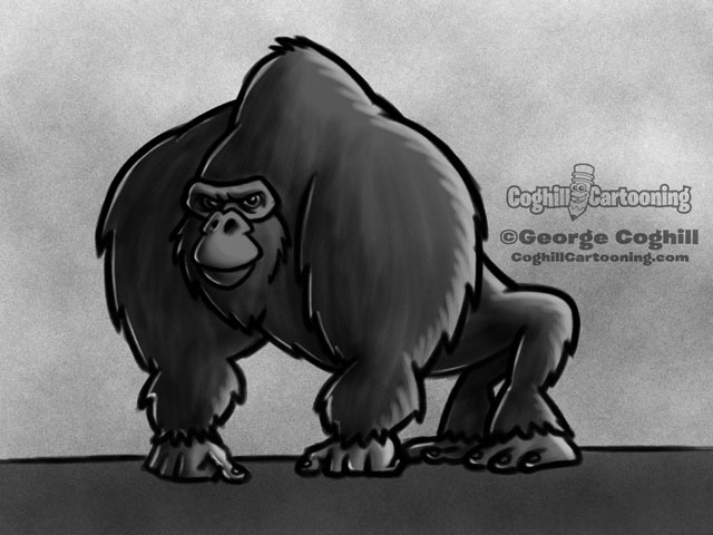 Gorilla 3 Cartoon Character Sketch