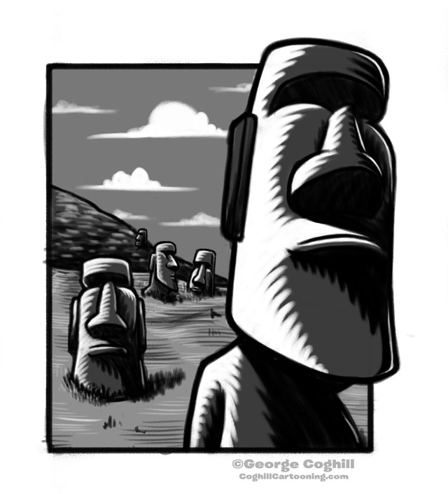 Easter Island Moai Cartoon Sketch