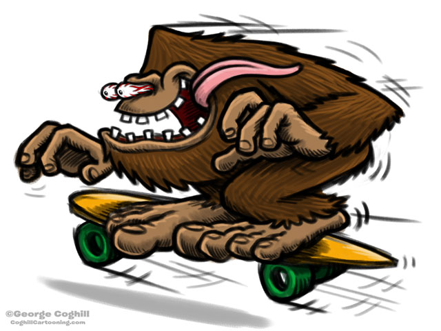Skater Sasquatch Cartoon Character Sketch