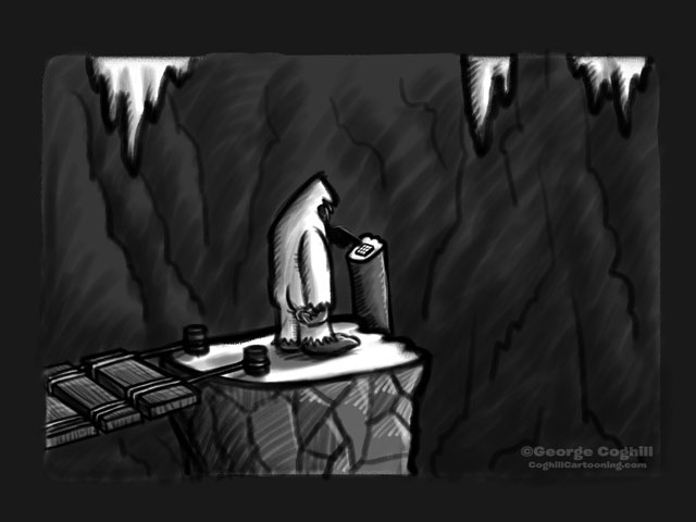 Yeti Lair: Descent Into The Further Reaches Cartoon Sketch