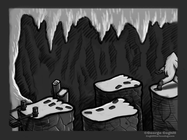 "Yeti Lair: Following Footprints" Cartoon Sketch