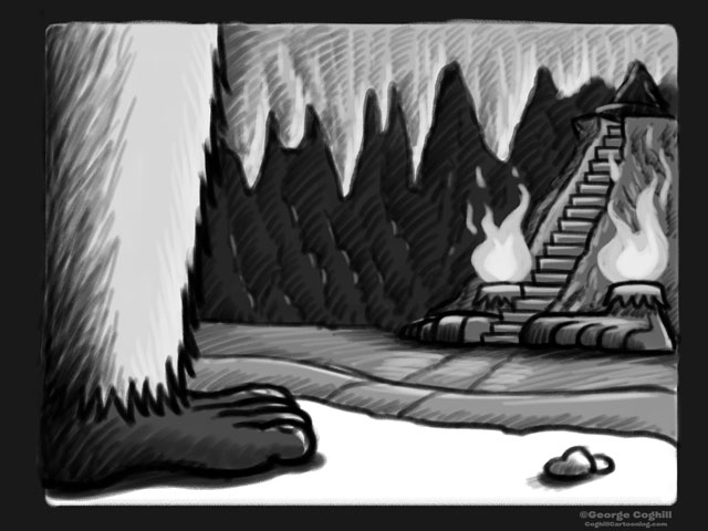 "Yeti Lair: A Plateau Within" Cartoon Sketch