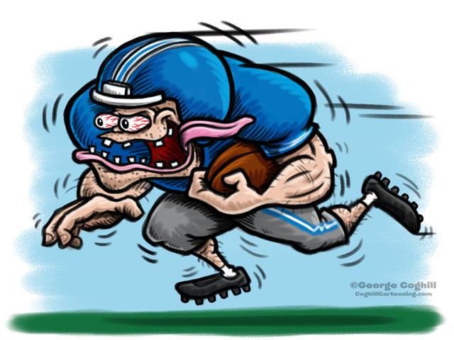 Football Player Hot Rod Cartoon Character Sketch