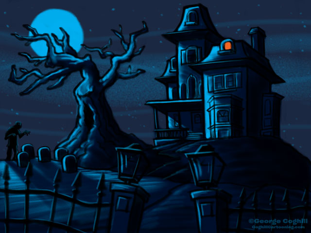 Haunted House Cartoon Sketch