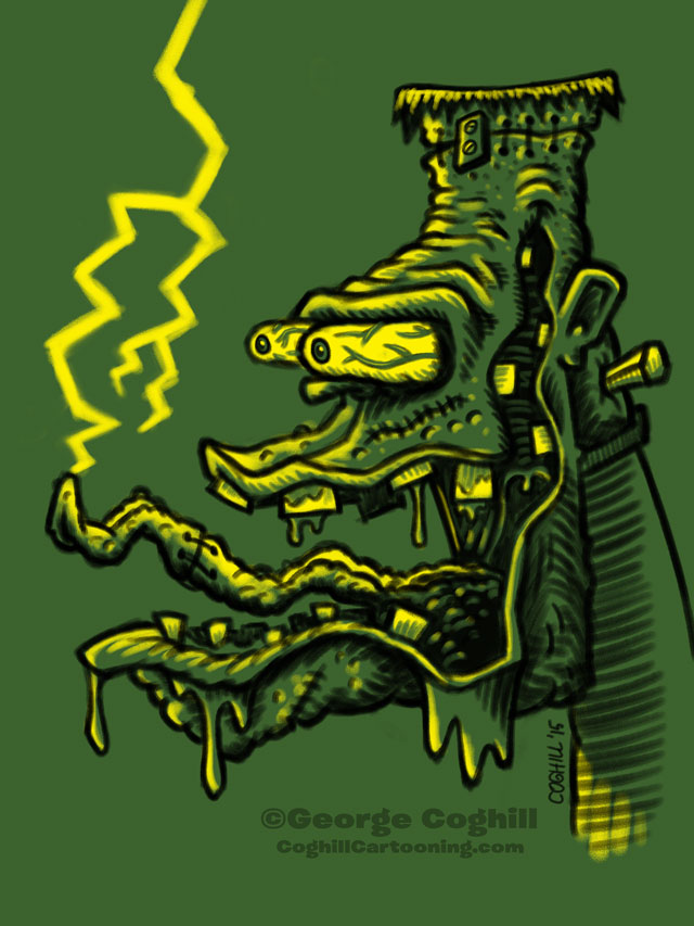 Monster Head Hot Rod Frankenstein Limited Palette Sketch