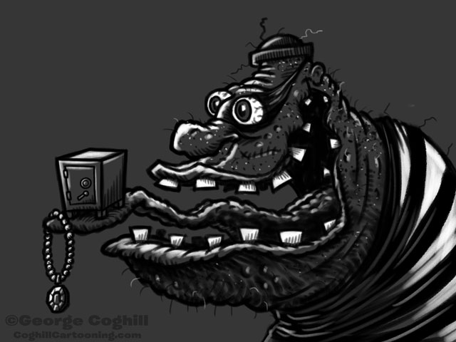 Monster Head Burglar Robber Thief Cartoon Character Sketch Coghill