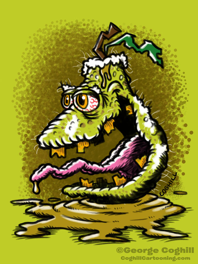 Pestilent Pear Lowbrow Fruit Food Cartoon Character Sketch Coghill