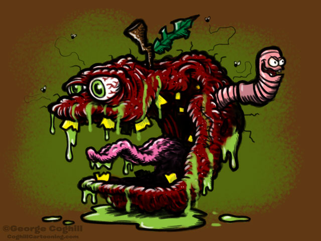 Rotten Apple Lowbrow Food Cartoon Character Coghill