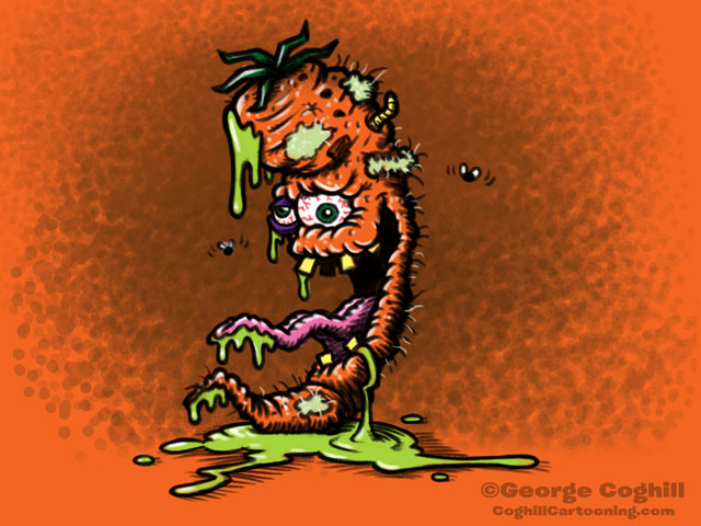 Contagious Carrot Lowbrow Food Vegetable Cartoon Character Sketch Coghill