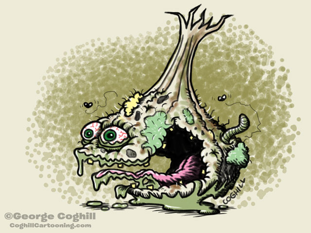 Gnarly Garlic Lowbrow Monster Food Vegetable Cartoon Character Sketch Coghill