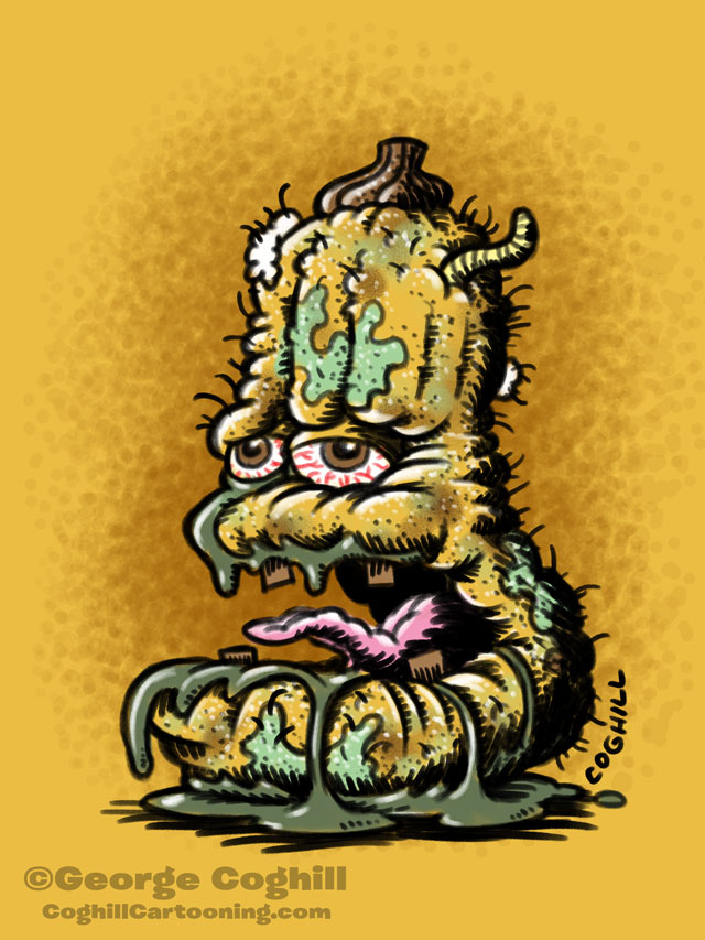 Squishy Squash Food Vegetable Lowbrow Cartoon Character Sketch