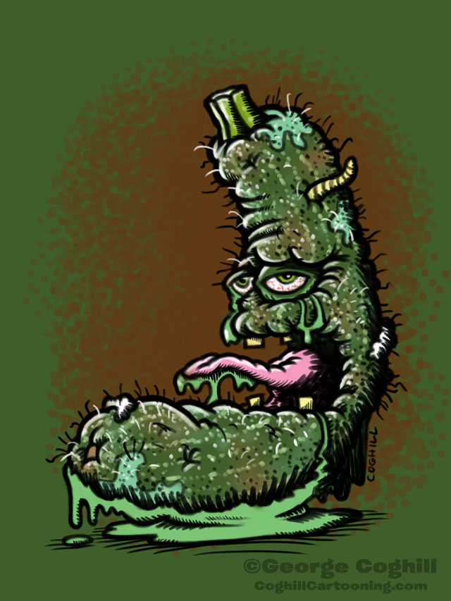 Zonked Zucchini Food Vegetable Lowbrow Cartoon Character Sketch