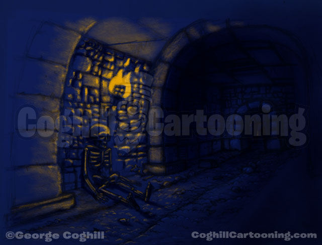 Skeleton Dungeon Drawing Halloween Limited Palette Coghill